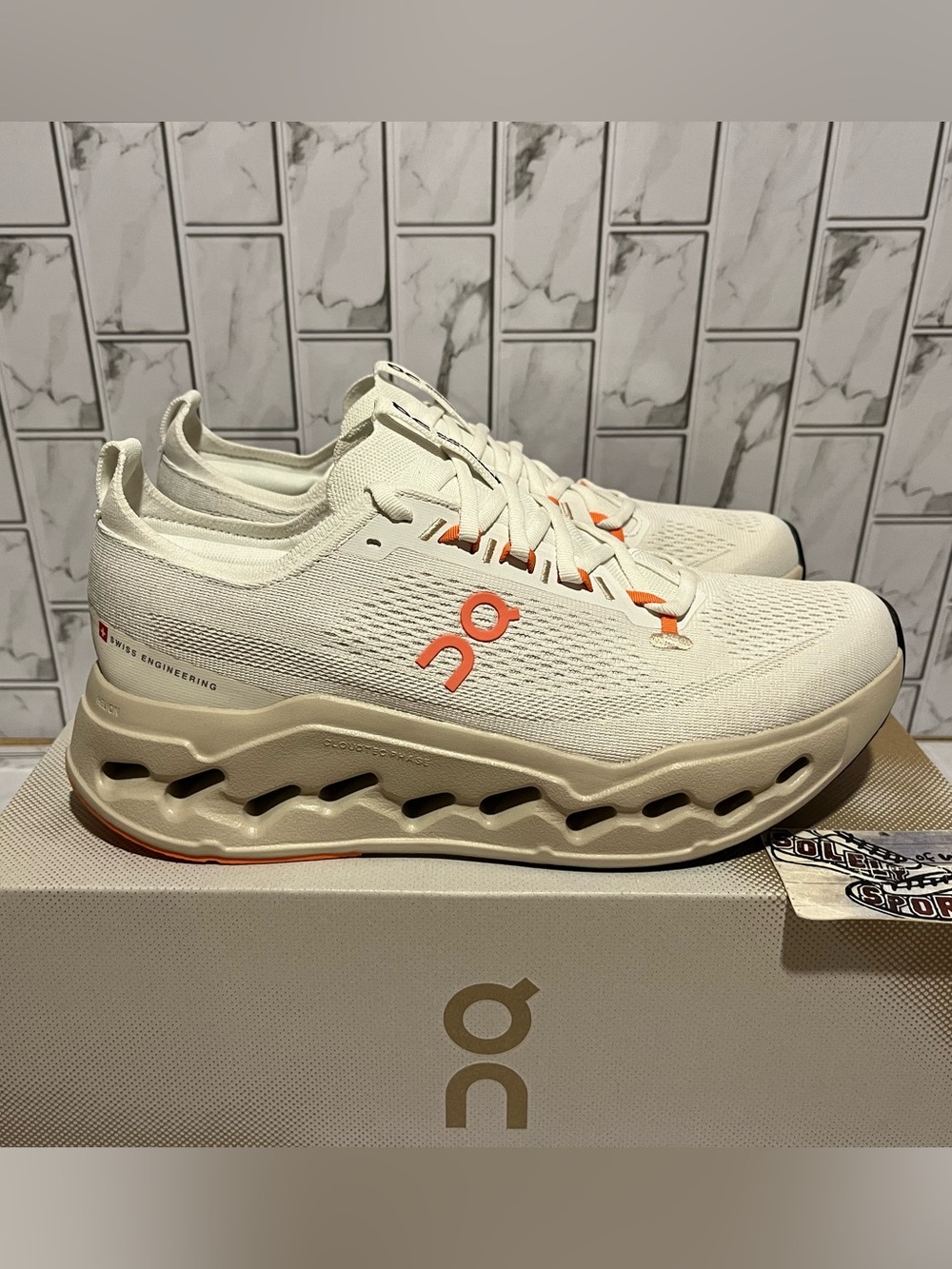 New On Cloud Cloudsurfer Max Ivory Salmon Cream Running Shoes Gym Training Mens